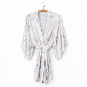 #97 RLINE | Pink & White Paisley Open Front Tie Robe - XL-XXL